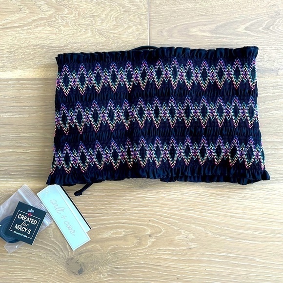 NWT Salt + Cove Bandeau Smocked Bikini Top - Picture 2 of 4